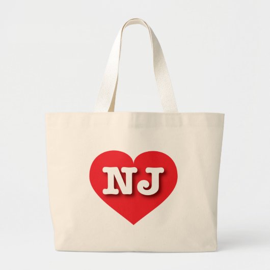 Grand Tote Bag New Jersey Red Heart - J'aime NJ (Devant)