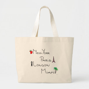 Grand Tote Bag New York, Paris, Londres, Miami