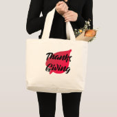 Grand Tote Bag Nice Texte Thanksgiving Typographie sur la feuille (Devant (produit))