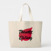 Grand Tote Bag Nice Texte Thanksgiving Typographie sur la feuille (Dos)