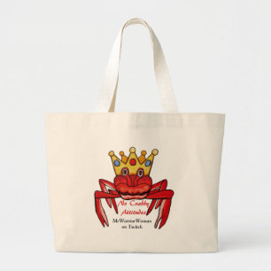 Grand Tote Bag No Crabby Attitude, MeWarriorWoman sur Twitch