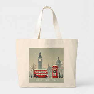 Grand Tote Bag Noël à Londres Big Ben et Londres festive