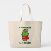 Grand Tote Bag Noël Catcus Vacances Cactus dessin animé (Dos)