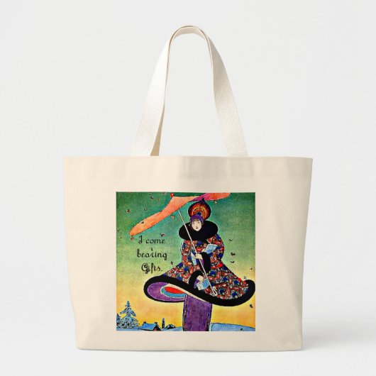 Grand Tote Bag Noël d'art déco (Devant)