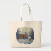 Grand Tote Bag Noël des Deer & Funny Snowman (Devant)