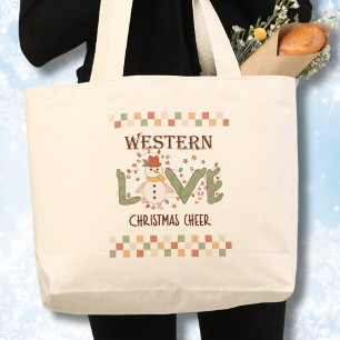 Grand Tote Bag Noël occidental rétro