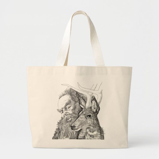 Grand Tote Bag Noël Père Noël et rennes (Devant)