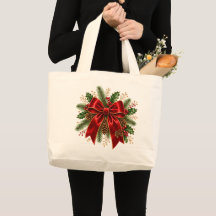 Nœud de Noël Rouge Élégant avec Houx et Pommes de