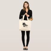Grand Tote Bag Noir Blanc Inspiration Wolf Eyes (Devant (modèle))