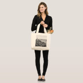 Grand Tote Bag Noir blanc New York City Skyline (Devant (modèle))