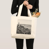 Grand Tote Bag Noir blanc New York City Skyline (Devant (produit))