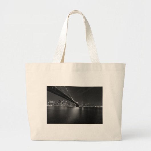 Grand Tote Bag Noir blanc New York City Skyline (Devant)