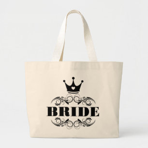 Grand Tote Bag Noir de jeune mariée sur l'arrière - plan fait sur