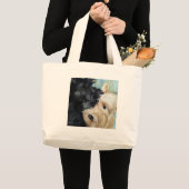 Grand Tote Bag Noir et art écossais blond comme les blés de (Devant (produit))