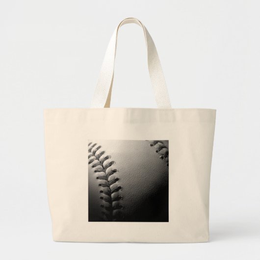 Grand Tote Bag Noir et blanc Gros plan de base-ball (Devant)