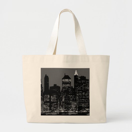 Grand Tote Bag Noir et blanc New York City (Devant)