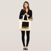 Grand Tote Bag Noir et or monogrammé (Devant (modèle))