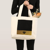 Grand Tote Bag Noir et or monogrammé (Devant (produit))