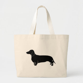 Grand Tote Bag Noir sur le basset allemand blanc