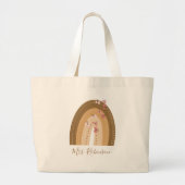 Grand Tote Bag Nom de l'enseignant de script Papillons Arc-en-cie (Devant)