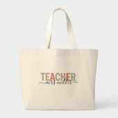 Grand Tote Bag Nom de script pour enseignant et couleurs pastel n (Devant)