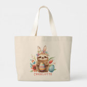 Grand Tote Bag Nom des oeufs de lapin lapin de Pâques (Dos)