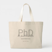 Grand Tote Bag Nom du diplômé PhD Graduation (Dos)