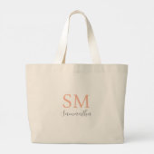 Grand Tote Bag Nom du monogramme et du script (Dos)