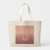 Grand Tote Bag Nom du monogramme Rose texte Parties scintillant d (Dos)