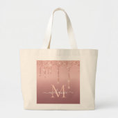 Grand Tote Bag Nom du monogramme Rose texte Parties scintillant d (Devant)
