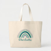 Grand Tote Bag Nom personnalisé avec Arc-en-ciel Boho moderne (Devant)