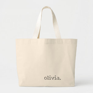 Grand Tote Bag Nom personnalisé de style machine à écrire minimal
