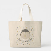 Grand Tote Bag Nom personnalisé Pingouin mignon (Dos)