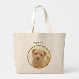 Grand Tote Bag Norfolk Terrier Peinture mignonne Original Animal 