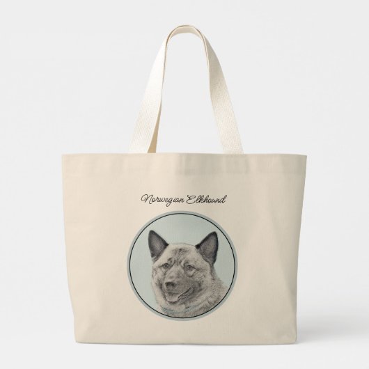 Grand Tote Bag Norvégien Elkhound Peinture Cute Original Chien Ar (Dos)