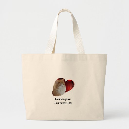 Grand Tote Bag Norwegian Forêt de cheveux longs Chat Orange Heart (Devant)