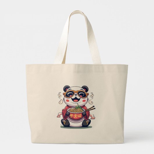 Grand Tote Bag Nouilles de Panda (Dos)