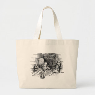 Grand Tote Bag Nounours lisant dans la bibliothèque