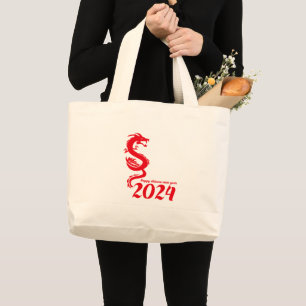 Grand Tote Bag Nouvel An chinois 2024 : Bonne année du dragon