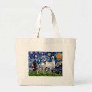 Grand Tote Bag Nuit étoilée avec deux lamas