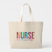 Grand Tote Bag "Nurse - Love, Inspire, Heal" en couleur arc-en-ci (Dos)