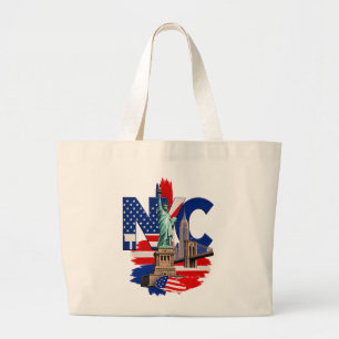 Grand Tote Bag NYC New York City Graphique de la skyline patrioti
