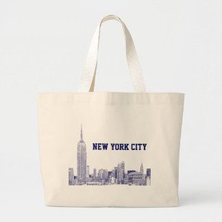 Grand Tote Bag NYC Skyline Etched 01 Blue