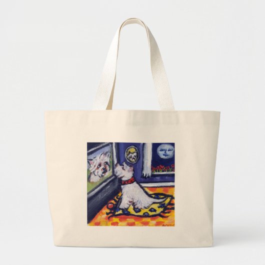 Grand Tote Bag Observateur de Westie TV (Devant)