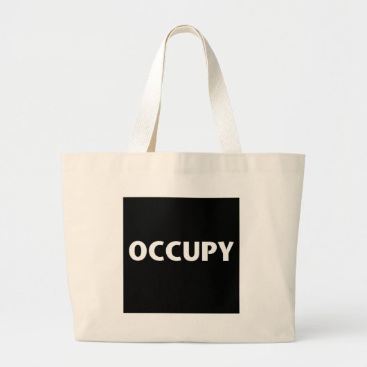 Grand Tote Bag Occupy (blanc sur noir) (Devant)