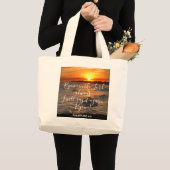 Grand Tote Bag Ocean Sunset, avec Écriture Verse Philippiens 4:4 (Devant (produit))