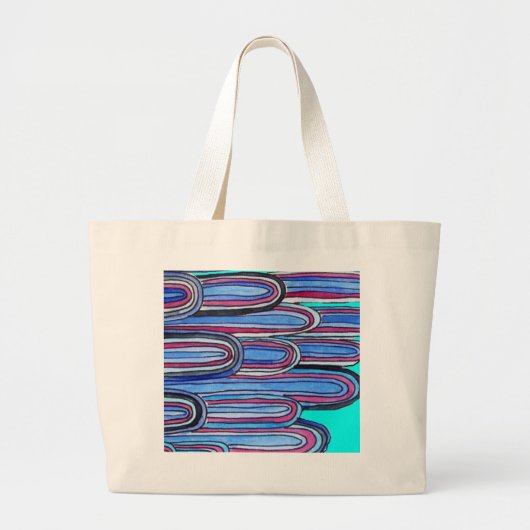 Grand Tote Bag Ocean Waves aqua blue pattern (Devant)