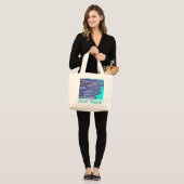 Grand Tote Bag Ocean Waves "Blue Wave" aqua bleu art (Devant (modèle))