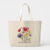 Grand Tote Bag Octobre Mois de naissance Fleur Customisé cadeau p (Dos)