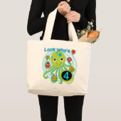 Grand Tote Bag Octopus 4e anniversaire T-shirts et cadeaux (Devant (produit))